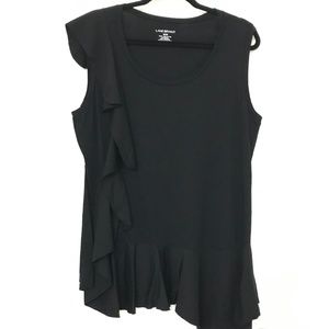 Black Ruffled Sleeveless Blouse